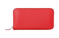 HERMES Epsom Calfskin Wallet Unisex A5 Bougainvillea Dujuan Red