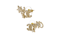 CHANEL Metal With Rhinestones Earrings Women's Gold