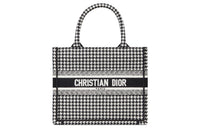 DIOR Embroidery Tote Bag, Shopping Bag, Handbag Small Size Women's Black/White