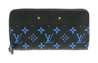 LOUIS VUITTON Canvas With Leather Wallet Unisex Blue & Black