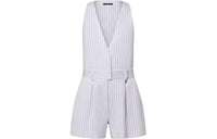 LOUIS VUITTON Tailored Pinstripe Playsuit Jumpsuit Women's White