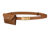 HERMES Kelly Pocket Gold-Tone Lock Epsom Calfskin Belt Unisex Brown Width 1.8cm