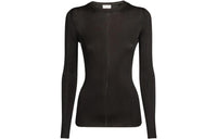 SAINT LAURENT Long-Sleeved Crewnecck Rib-Knitted Top