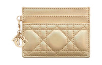 DIOR Lambskin Card Clip Card Holder Women's Gold