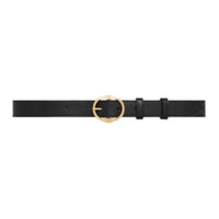 CELINE Badge Detail Pin Buckle Leather Belts Women's Black 2.5CM