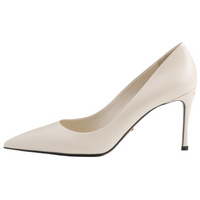 PRADA Saffiano Slim Heel High Heels 8.5cm Women's Ivory White