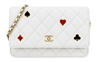 CHANEL WOC Grained Cow Leather Wallets Shoulder Bag Crossbody Bag Women's White