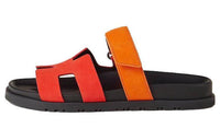 HERMES Chypre Rubber Sole Slide Slippers Women's Orange Red