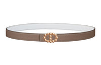 HERMES Leather Belts Women's Elephant Gray/White