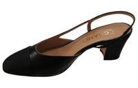 CHANEL Chunky Heel High Heels 6.5cm Women's Black