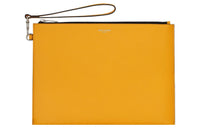SAINT LAURENT Grained Leather Tablet Clutch Men's Deep Yellow