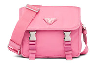 PRADA Nylon And Saffiano Leather Shoulder Bag Women's Begonia Pink