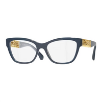 CHANEL Acetate Metal Cat Eye Eyeglass Frames Women's Blue