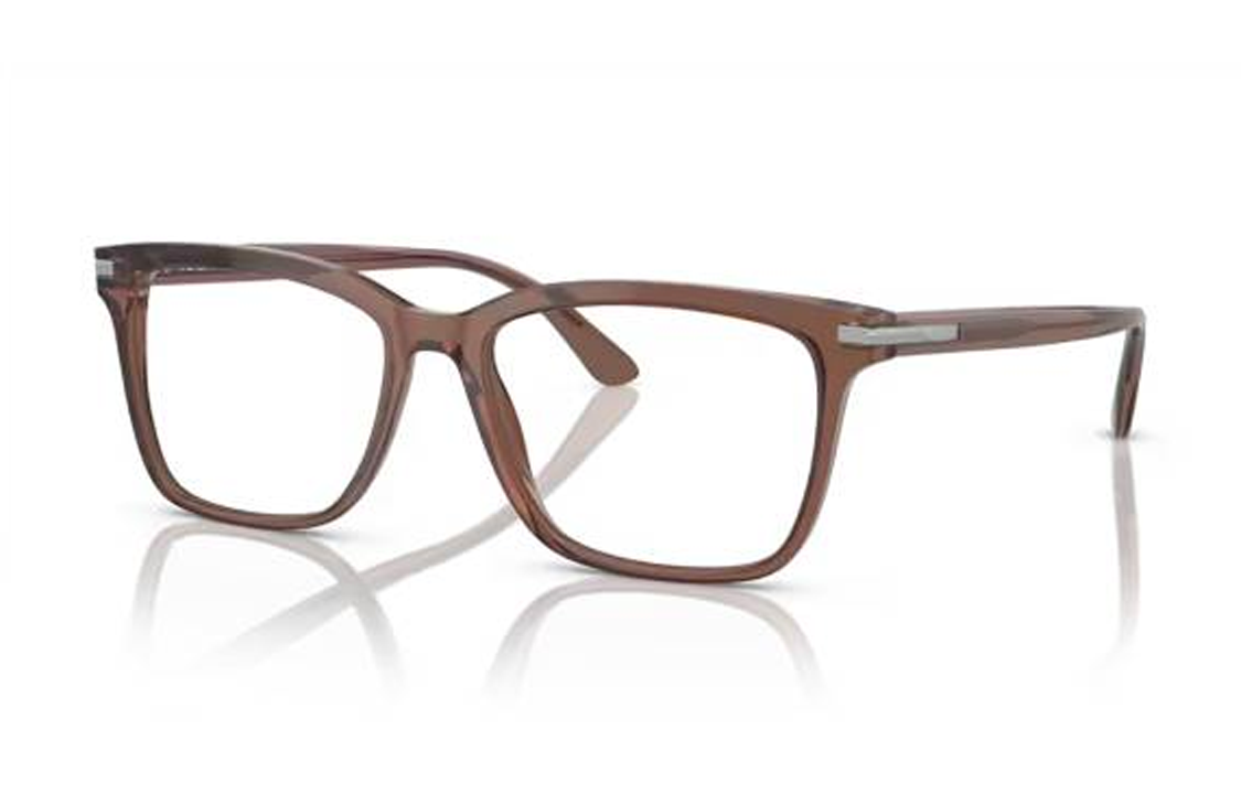 PRADA Acetate Irregular Shape Eyeglass Frames Men's Transparent Brown