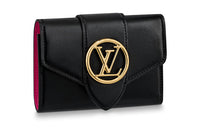 LOUIS VUITTON Pont Cow Leather Wallet Regular Women's Black