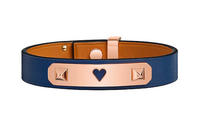 HERMES Rose Gold-Plated Calfskin Metal Bangles Women's Blue