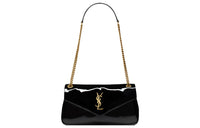 SAINT LAURENT Patent Leather Handbag Shoulder Bag Women's Black