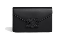 CELINE Triomphe Arc De Triomphe Calfskin Envelope Bag Handbag Shoulder Bag Crossbody Bag Mini Women's Black