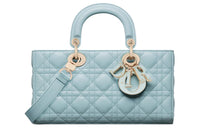 DIOR Lady D-JOY Sheepskin Shoulder Bag Crossbody Bag Handbag Medium Size Women's Space Blue