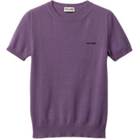 MIU MIU Logo Embroidered Crewneck Knitted T-Shirt