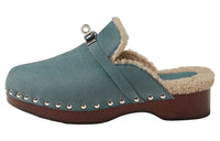 HERMES Carlotta Wrap-toe Slippers Women's Light Blue