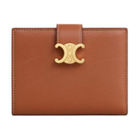 CELINE Cow Leather Wallet Medium Size Women's Tawny