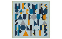 HERMES Silk Scarves Men Light Blue