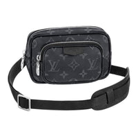 LOUIS VUITTON Canvas With Leather Handheld Crossbody Bag Sling Bag Small Size Men's Black