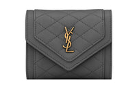 SAINT LAURENT GABY Lambskin Wallet Women's Gray