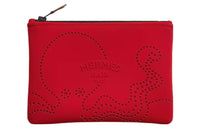 HERMES Chamonix Calfskin Clutch Small Size Women's Red