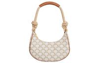 CELINE Canvas Crescent Bag, Shoulder Bag Medium Size Women's White