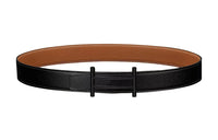 HERMES H Double-Sided Black Buckle Togo Calfskin Double-Sided Leather Belt Men's Black Width: 3.2cm