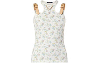 LOUIS VUITTON Floral Print Eyelet Belt Tank Top