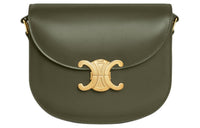 CELINE Besace Cow Leather Crossbody Bag Shoulder Bag Women's Dark Olive