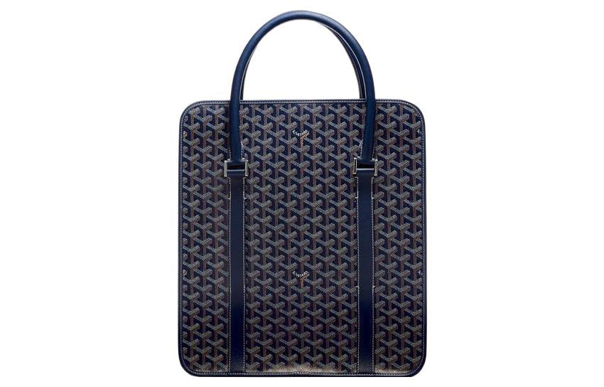 GOYARD Bourgogne Canvas With Leather Handbag Unisex Marine Blue