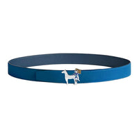 HERMES Calfskin Palladium-Plated Leather Belts Men's Cyan 3.2CM