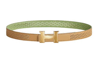 HERMES Leather Belts Women's Masala Tea/Cricket Green