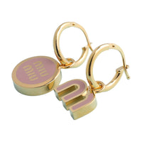 MIU MIU Enamel Metal Earrings Women's Pink