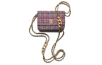 CHANEL Wool Twill Velvet One Shoulder Crossbody Clutches Women's Multicolor