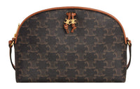 CELINE Triomphe Canvas With Calfskin Crossbody Bag Shoulder Bag Women's Tan