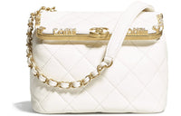 CHANEL 23C Early Spring Lambskin Crossbody Bag, Shoulder Bag Women's White