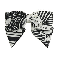 HERMES Silk Twill Hair Clips Women's Black White