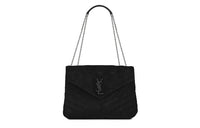 SAINT LAURENT Loulou Medium Suede Shoulder Bag Black
