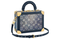 LOUIS VUITTON Canvas With Leather Portable One Shoulder Hard Case Unisex Marine Blue