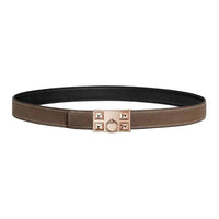 HERMES Calfskin Leather Belts Women's Black Width 2.4CM