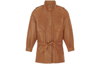 SAINT LAURENT Leather Jacket Women's Khaki
