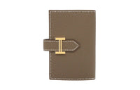 HERMES Bearn Epsom Calfskin Wallet Mini Women's 18 Etoupe Elephant Gray