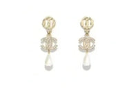 CHANEL Diamond Earrings Women's Gold