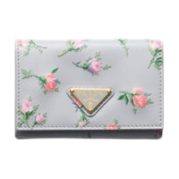PRADA Leather Card Holder Regular Women's Pearl Gray
