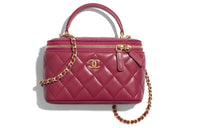 CHANEL Sheepskin Controller Toiletry Bag, Cell Phone Pouch, Handbag Women's Pink